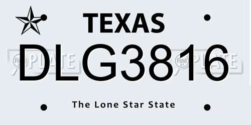 DLG3816 Texas License Plate