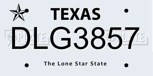 DLG3857 Texas License Plate