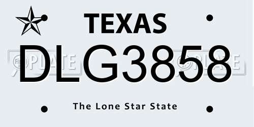 DLG3858 Texas License Plate
