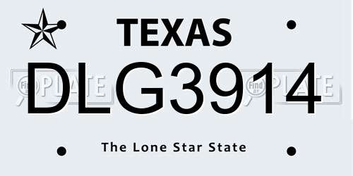 DLG3914 Texas License Plate