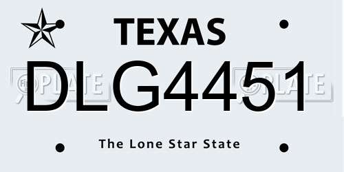 DLG4451 Texas License Plate