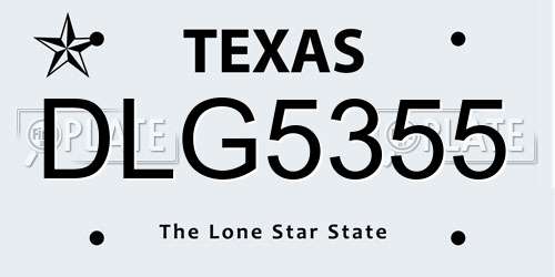 DLG5355 Texas License Plate