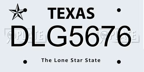 DLG5676 Texas License Plate