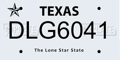 DLG6041 Texas License Plate