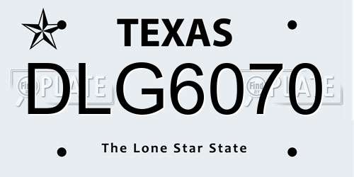 DLG6070 Texas License Plate