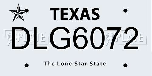 DLG6072 Texas License Plate