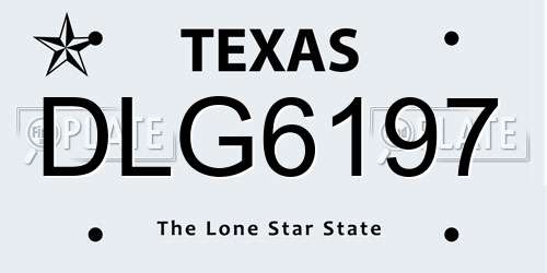 DLG6197 Texas License Plate
