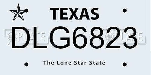 DLG6823 Texas License Plate