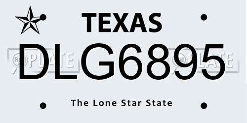 DLG6895 Texas License Plate