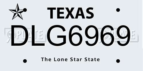 DLG6969 Texas License Plate
