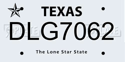DLG7062 Texas License Plate