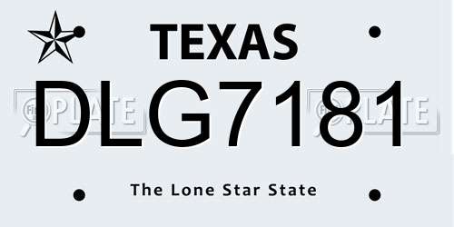DLG7181 Texas License Plate