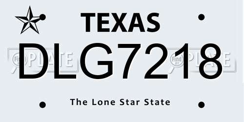DLG7218 Texas License Plate