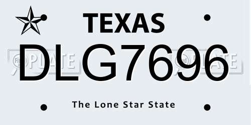 DLG7696 Texas License Plate