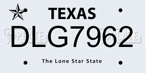 DLG7962 Texas License Plate