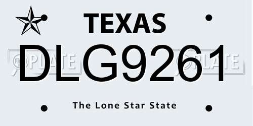 DLG9261 Texas License Plate
