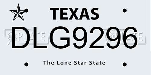 DLG9296 Texas License Plate