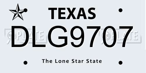 DLG9707 Texas License Plate