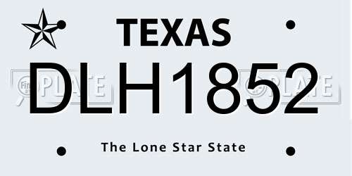 DLH1852 Texas License Plate