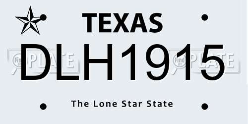 DLH1915 Texas License Plate