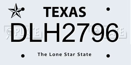 DLH2796 Texas License Plate