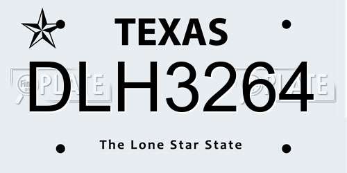 DLH3264 Texas License Plate
