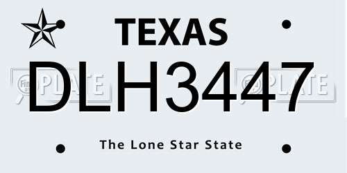 DLH3447 Texas License Plate