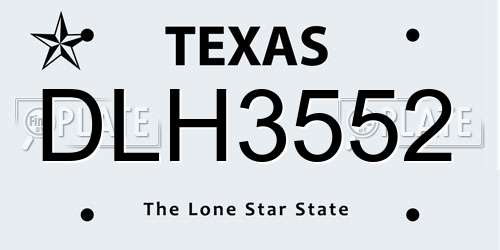 DLH3552 Texas License Plate