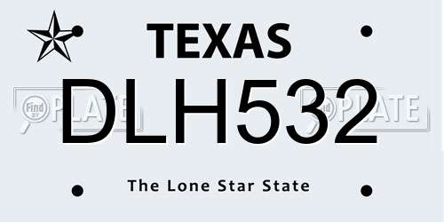 DLH532 Texas License Plate