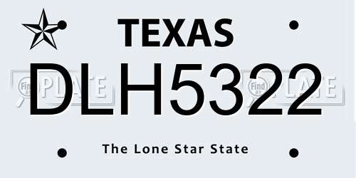 DLH5322 Texas License Plate