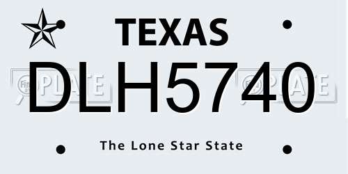 DLH5740 Texas License Plate