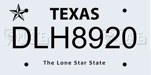 DLH8920 Texas License Plate