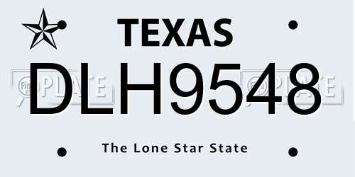 DLH9548 Texas License Plate