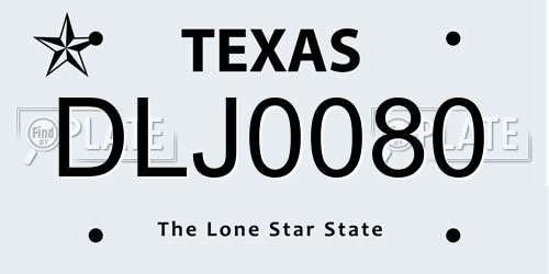 DLJ0080 Texas License Plate