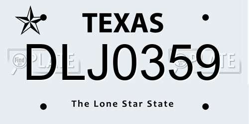 DLJ0359 Texas License Plate