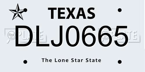 DLJ0665 Texas License Plate