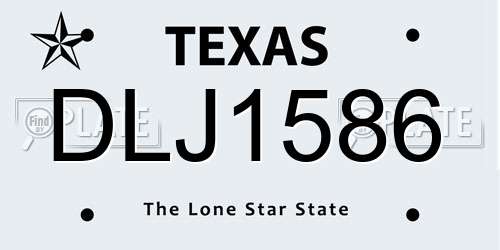 DLJ1586 Texas License Plate