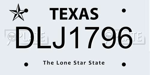DLJ1796 Texas License Plate