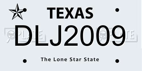 DLJ2009 Texas License Plate