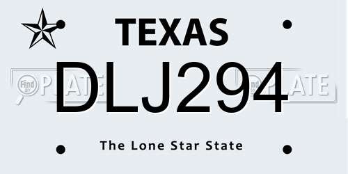DLJ294 Texas License Plate