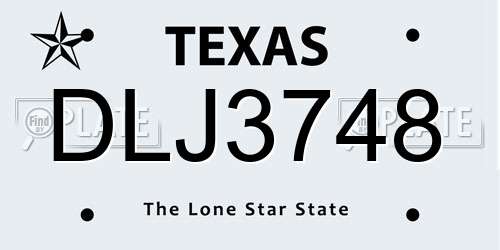 DLJ3748 Texas License Plate