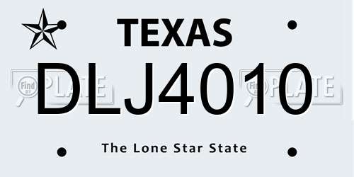 DLJ4010 Texas License Plate