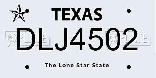 DLJ4502 Texas License Plate