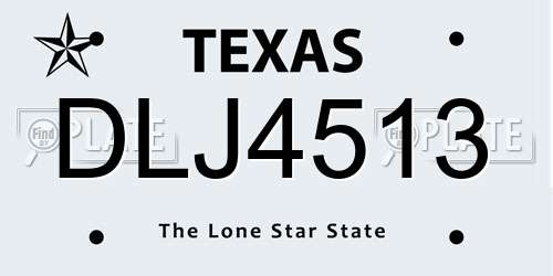 DLJ4513 Texas License Plate