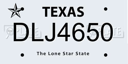 DLJ4650 Texas License Plate