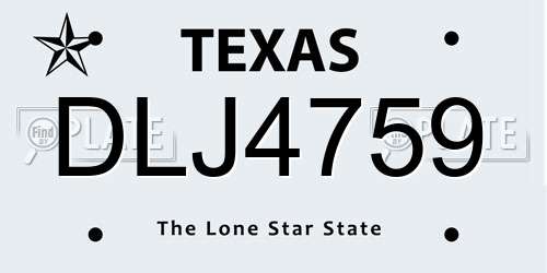 DLJ4759 Texas License Plate