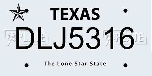 DLJ5316 Texas License Plate