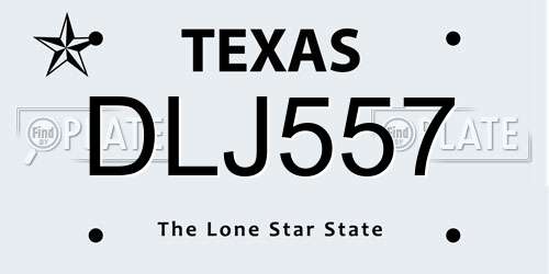DLJ557 Texas License Plate