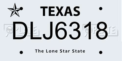 DLJ6318 Texas License Plate