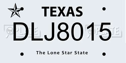 DLJ8015 Texas License Plate